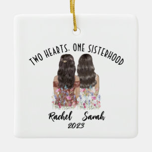  Personalized Custom 2 sisters Ceramic Ornament