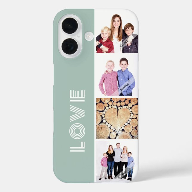 Personalized Custom 4 Photo Collage Love Family Case-Mate iPhone Case (Back)