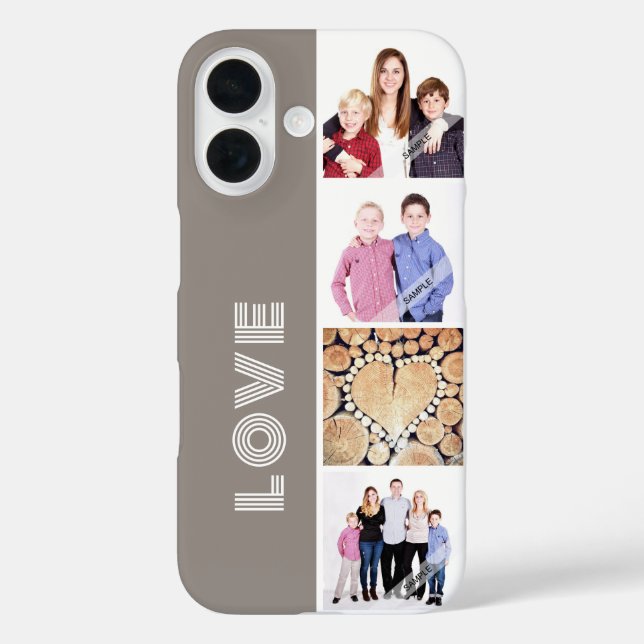 Personalized Custom 4 Photo Collage Love Family Case-Mate iPhone Case (Back)