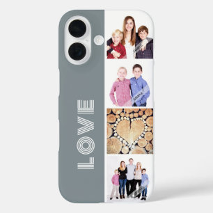 Personalized Custom 4 Photo Collage Love Family iPhone 16 Case