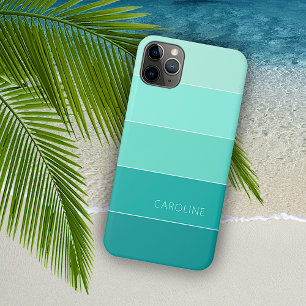 Personalized Custom Aqua Turquoise Green Stripes iPhone 11 Pro Max Case