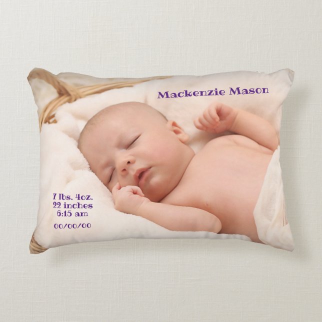 Personalized Custom Baby Photo Accent Pillow (Front)