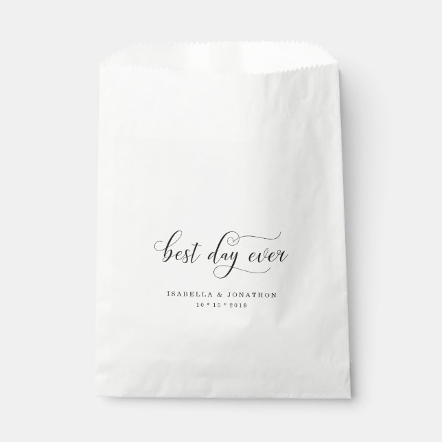 Personalized Custom "Best Day Ever" Wedding Favour Bag (Front)