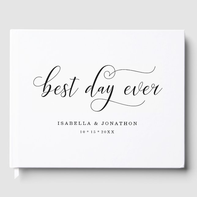 Personalized Custom "Best Day Ever" Wedding Guest Book (Front)