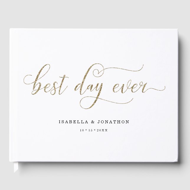 Personalized Custom "Best Day Ever" Wedding Guest Book (Front)