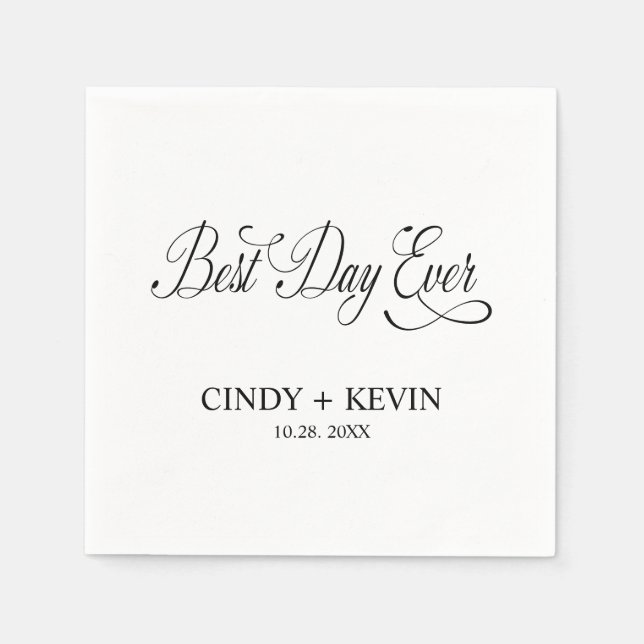 Personalized Custom Best Day Ever Wedding Napkin (Front)