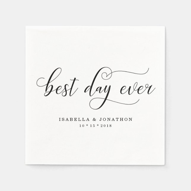 Personalized Custom "Best Day Ever" Wedding Napkin (Front)