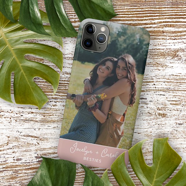Personalized Custom Best Friends Photo Blush Pink Case-Mate iPhone Case (Creator Uploaded)