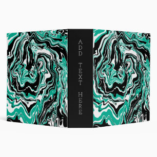 Personalized Custom Black and Turquoise Marble  Binder