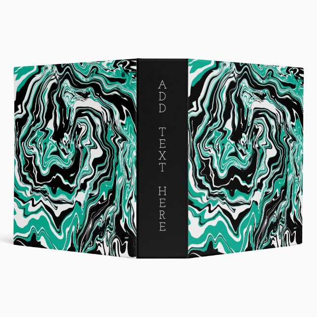 Personalized Custom Black and Turquoise Marble  Binder (Background)