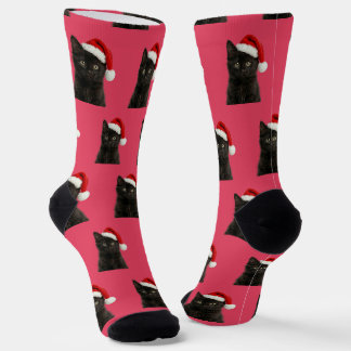 Personalized Custom Black Kitty Cat Christmas Socks