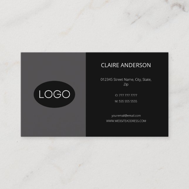 Personalized, Custom Black Logo  Business Card (Front)