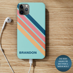 Personalized Custom Blue Orange Yellow Stripe iPhone 16 Pro Max Case