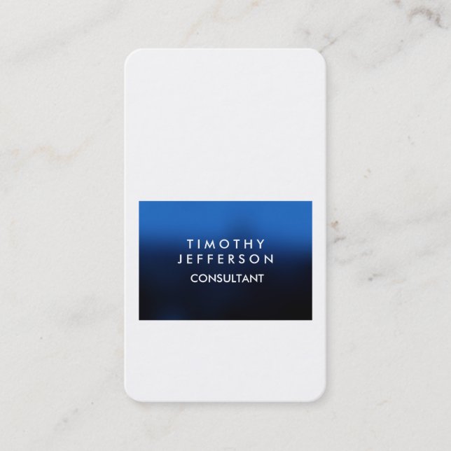 Personalized Custom Blue White Elegant Modern Business Card (Front)