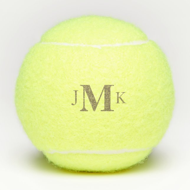 Personalized Custom Bold Gold Monogram  Tennis Balls (Front)