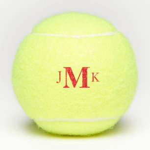 Personalized Custom Bold Red Monogram  Tennis Balls