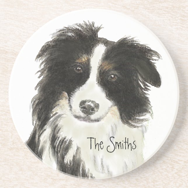Personalized Custom Border Collie Coaster (Front)