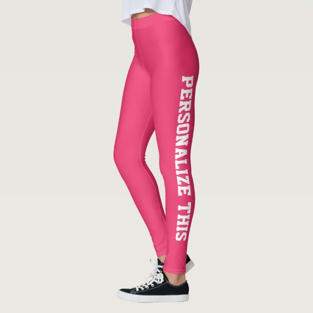 Personalized Custom Branded Made Watermelon Pink Leggings (Left)