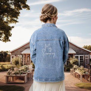 Personalized Custom Bride Mrs Name Script Denim Jacket