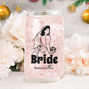 Personalized Custom Bride Name  Can Glass