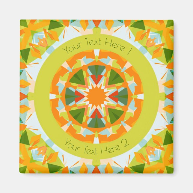 Personalized Custom Bright Orange Fun Green Star Magnet (Front)