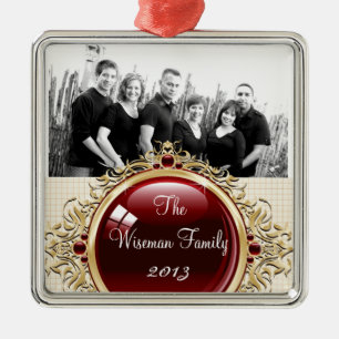 Personalized Custom Brown Polka Dot PHOTO Ornament
