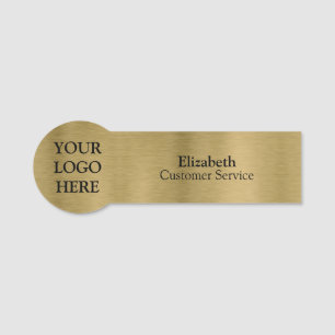 Personalized Custom Brushed Radial Metallic Gold Name Tag