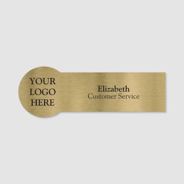 Personalized Custom Brushed Radial Metallic Gold Name Tag (Front)