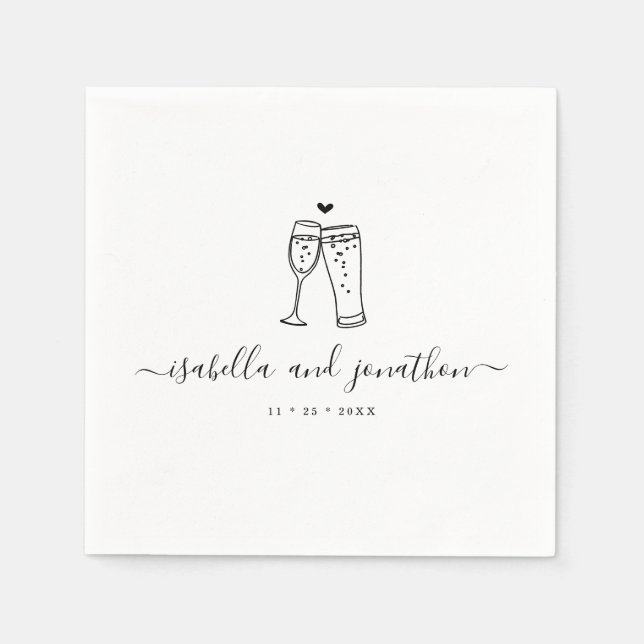 Personalized Custom Bubbles & Brews Themed Napkins (Front)