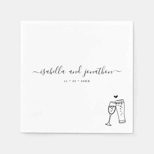 Personalized Custom Bubbles & Brews Themed Napkins (Front)