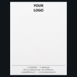 Personalized Custom Business Letterhead with Logo<br><div class="desc">Custom Colours and Font - Simple Personalized Business Letterhead with Logo and Text Info - Add Your Company Logo - Image or QR Code - photo / Address / Contact Information / more - Resize and move or remove and add elements / text with Customization tool ! Choose / font...</div>