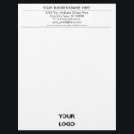 Personalized Custom Business Letterhead with Logo<br><div class="desc">Custom Colours and Fonts Personalized Your Business Letterhead with Logo - Add Your Company Logo - Image or QR Code - Photo / Business Name - Company / Address - Contact Information / More - Resize and move or remove and add elements - image / text with Customization tool. Choose...</div>