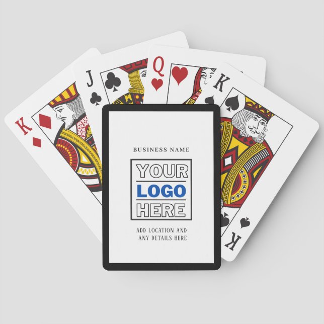 Personalized Custom Business Logo Black and White  Playing Cards (Back)