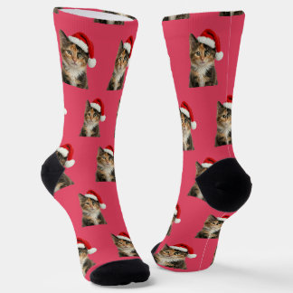 Personalized Custom Calico Kitty Cat Christmas Socks