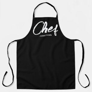 Personalized Custom Chef Apron   Modern Mens Black