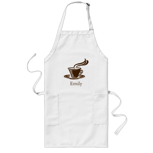 Personalized Custom Chef Coffee Cup Bakery Long Apron (Front)