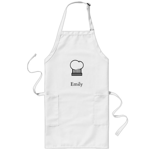 Personalized Custom Chef Hat & Spoons Bakery Long Apron (Front)
