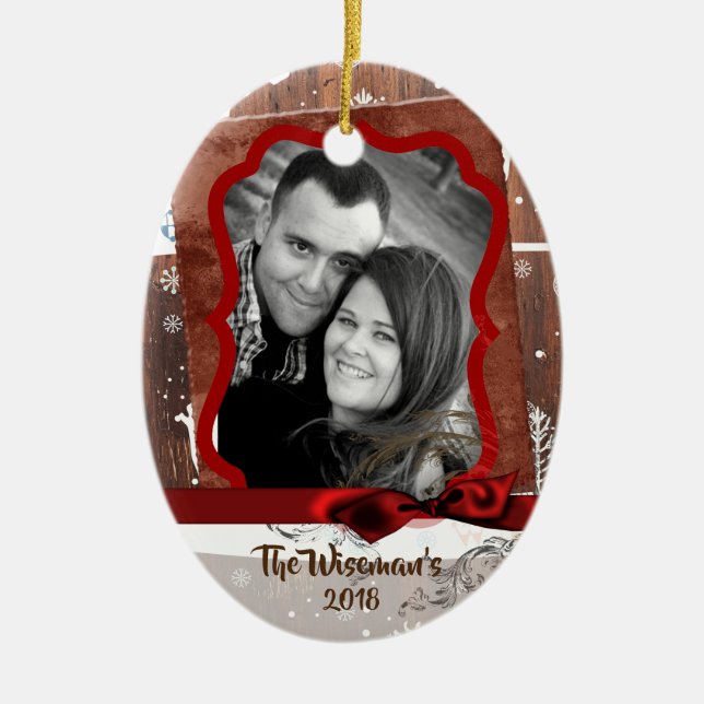 Personalized Custom Christmas Deer PHOTO Ornament (Front)