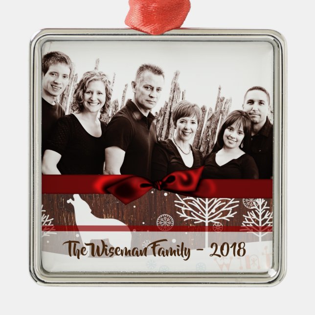 Personalized Custom Christmas Deer PHOTO Ornament (Front)