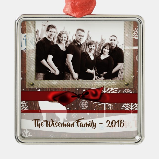 Personalized Custom Christmas Deer PHOTO Ornament (Front)