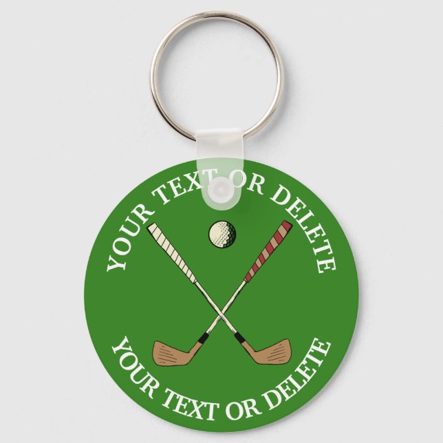 Personalized Custom Classic Golf Golfer Green Keychain (Front)