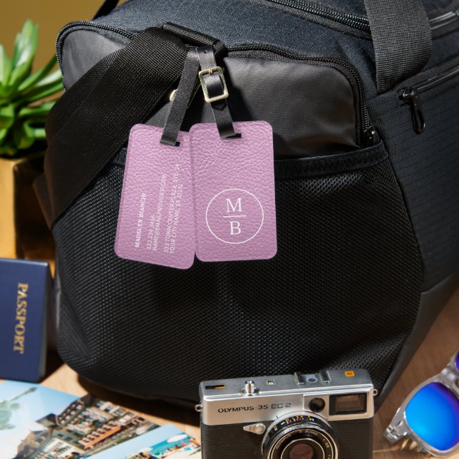 Personalized Custom Classy Pink Leather Look Luggage Tag (Front & Back)