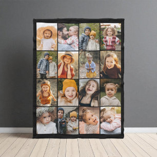 Personalized Custom Colour 16 Photo Collage Modern Fleece Blanket