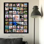 Personalized Custom Colour 45 Photo Collage Poster<br><div class="desc">Easily create a personalized photo memories custom colour poster or print (shown in black) to display utilizing this easy-to-upload photo collage template with 45 pictures and your custom text as an overlay on the centre picture. Showcase your photography or commemorate a special event or milestone or for a meaningful, memorable...</div>