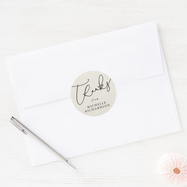 Personalized Custom Colour Thank You Classic Round Sticker (Envelope)