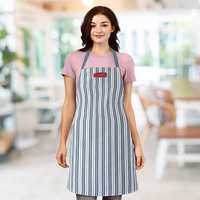 Personalized Custom Colours Rustic Country Stripes Apron (Creator Uploaded)