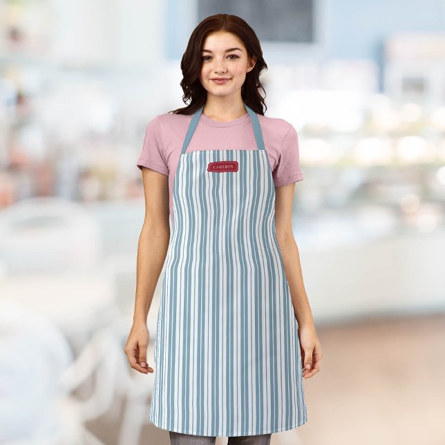 Personalized Custom Colours Rustic Country Stripes Apron (Creator Uploaded)