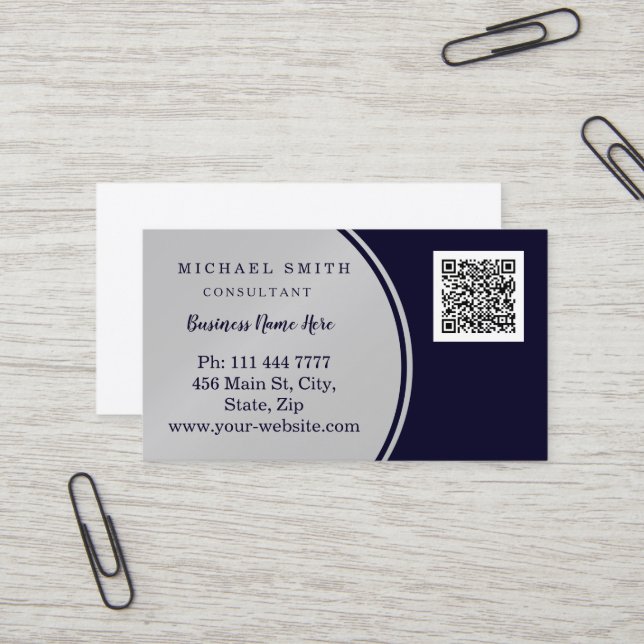 Personalized Custom Corporate QR Code Logo Busines Business Card (Front/Back In Situ)