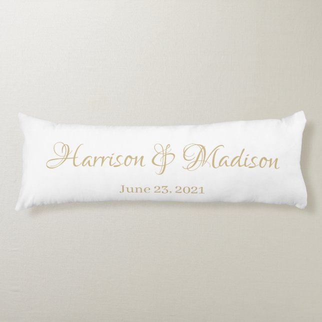 Personalized Custom Couple Name and Date Wedding Body Pillow (Front)