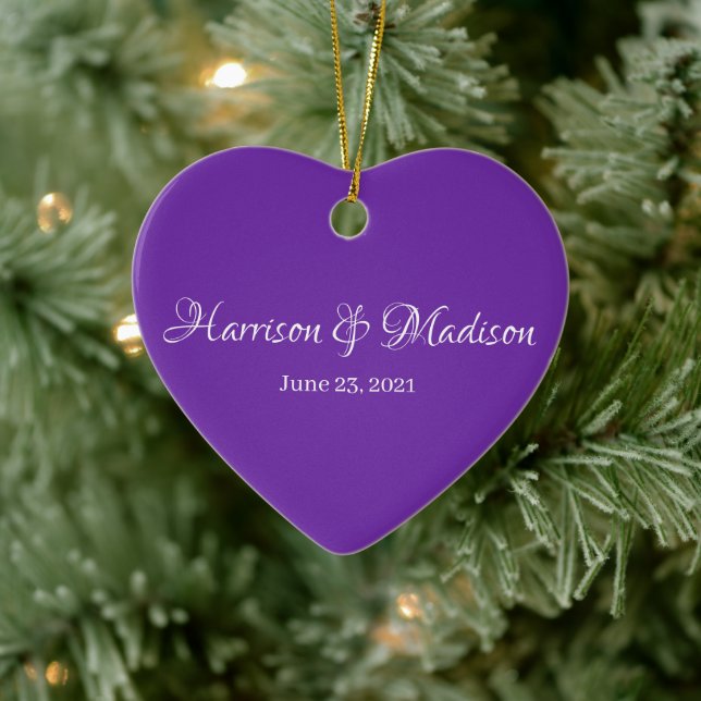 Personalized Custom Couple Name and Date Wedding Ceramic Ornament (Tree)